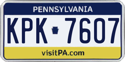 PA license plate KPK7607
