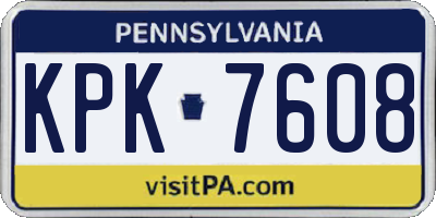 PA license plate KPK7608