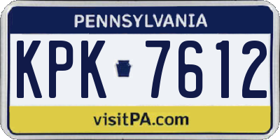 PA license plate KPK7612