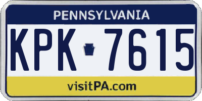 PA license plate KPK7615