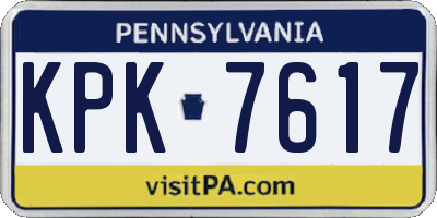 PA license plate KPK7617