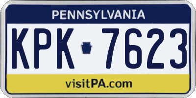PA license plate KPK7623