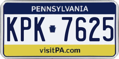 PA license plate KPK7625