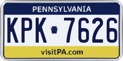 PA license plate KPK7626