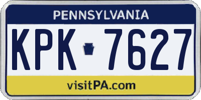 PA license plate KPK7627
