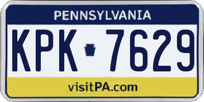 PA license plate KPK7629