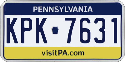 PA license plate KPK7631
