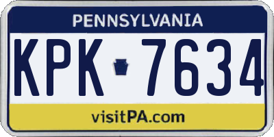 PA license plate KPK7634