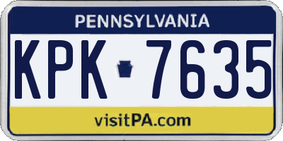 PA license plate KPK7635