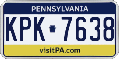 PA license plate KPK7638