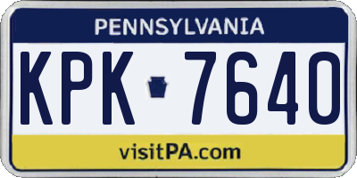 PA license plate KPK7640