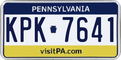 PA license plate KPK7641