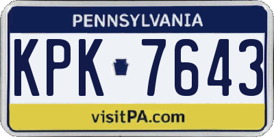 PA license plate KPK7643