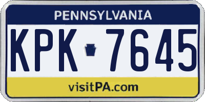PA license plate KPK7645