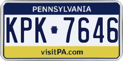 PA license plate KPK7646