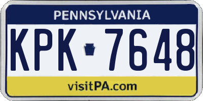 PA license plate KPK7648