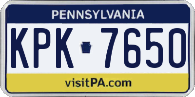 PA license plate KPK7650