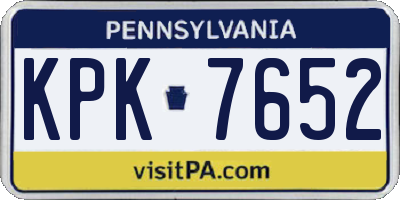PA license plate KPK7652