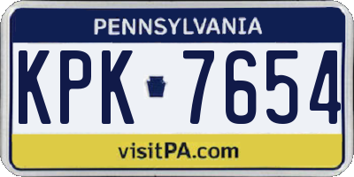 PA license plate KPK7654
