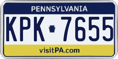 PA license plate KPK7655