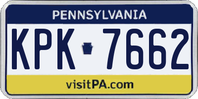 PA license plate KPK7662