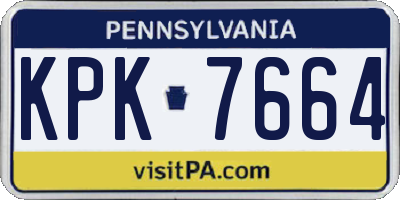 PA license plate KPK7664