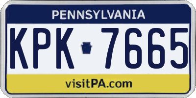 PA license plate KPK7665