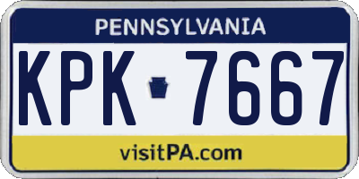 PA license plate KPK7667