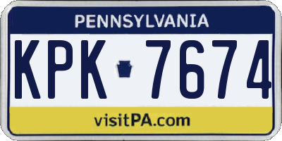 PA license plate KPK7674