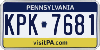 PA license plate KPK7681
