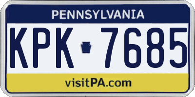 PA license plate KPK7685