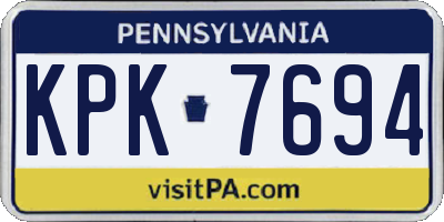 PA license plate KPK7694