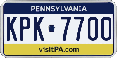 PA license plate KPK7700