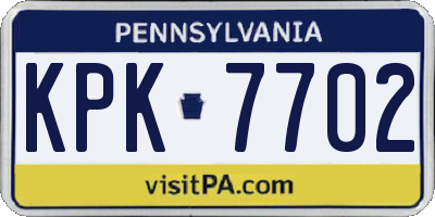 PA license plate KPK7702