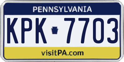PA license plate KPK7703