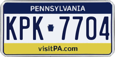 PA license plate KPK7704