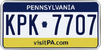 PA license plate KPK7707