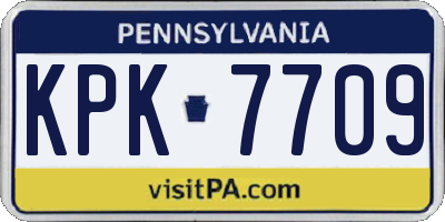 PA license plate KPK7709