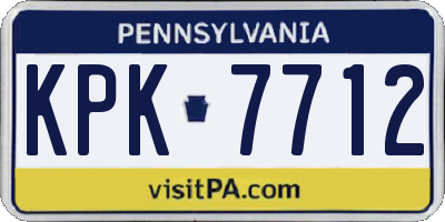 PA license plate KPK7712