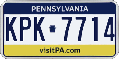 PA license plate KPK7714