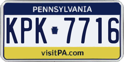 PA license plate KPK7716