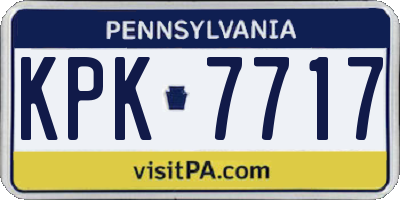 PA license plate KPK7717