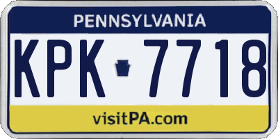 PA license plate KPK7718
