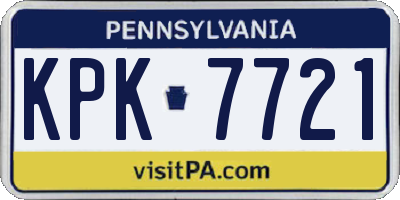 PA license plate KPK7721