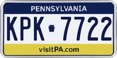 PA license plate KPK7722