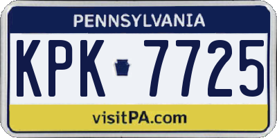 PA license plate KPK7725