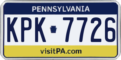 PA license plate KPK7726