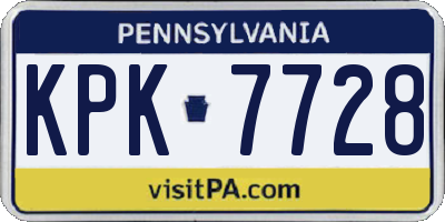 PA license plate KPK7728
