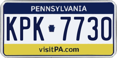 PA license plate KPK7730