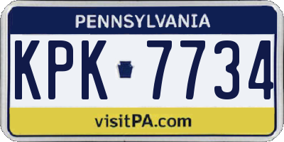 PA license plate KPK7734